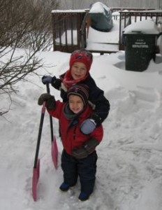 Kyle and Bruce w/ shovels
