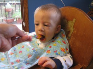 Feeding Roy butternut squash