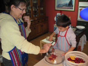 Grandma Becky and Bruce make Cranberry-Orange relish