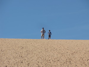 Bruce and I running down the Dunes.